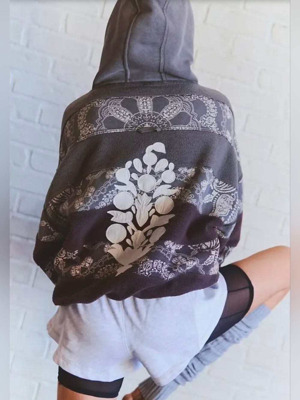 Free People Final Call Bandana Logo Hoodie Chocolate Sz Medium Soldout NWT$168